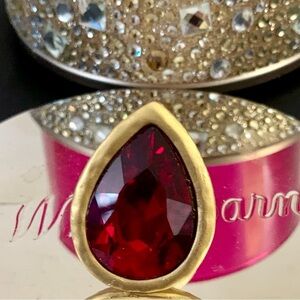 🆕Turkish Jewelry Ring Gold Bath Over Metal With Stunning Red Crystal Stone